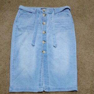 D. Jeans Blue Pencil Skirt with Tie Front Casual